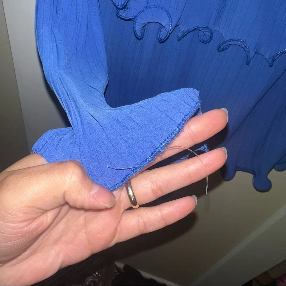 NWT One33 Social Ariel Pleated Tier Halter Mini Dress in Chiffon And Georgette Blue Size 2 - Image 14