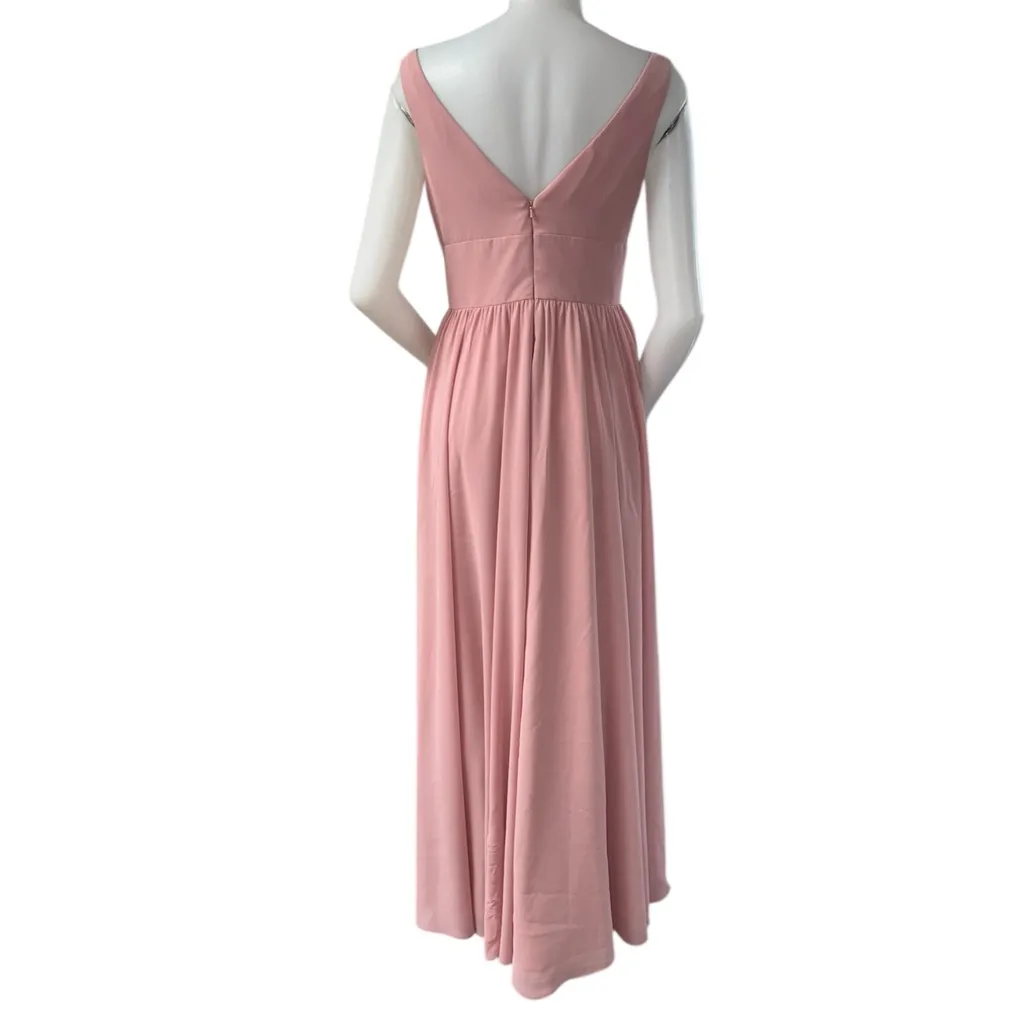 David’s Bridal Bridesmaids Chiffon Tank A-Line Pink Dress Size 8 - Image 3