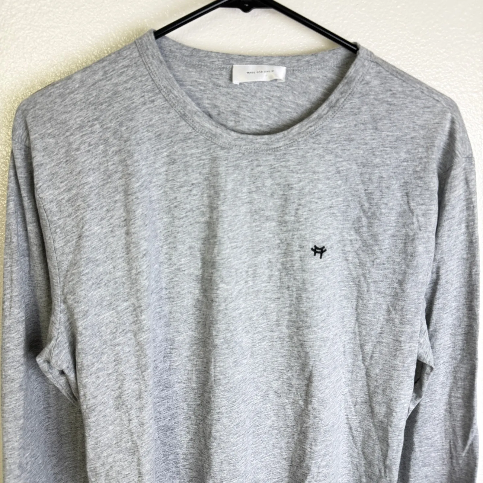 Made For Italic Shirt Womens Large Grey Crew Neck Long Sleeve Embroidered Gray - Image 7