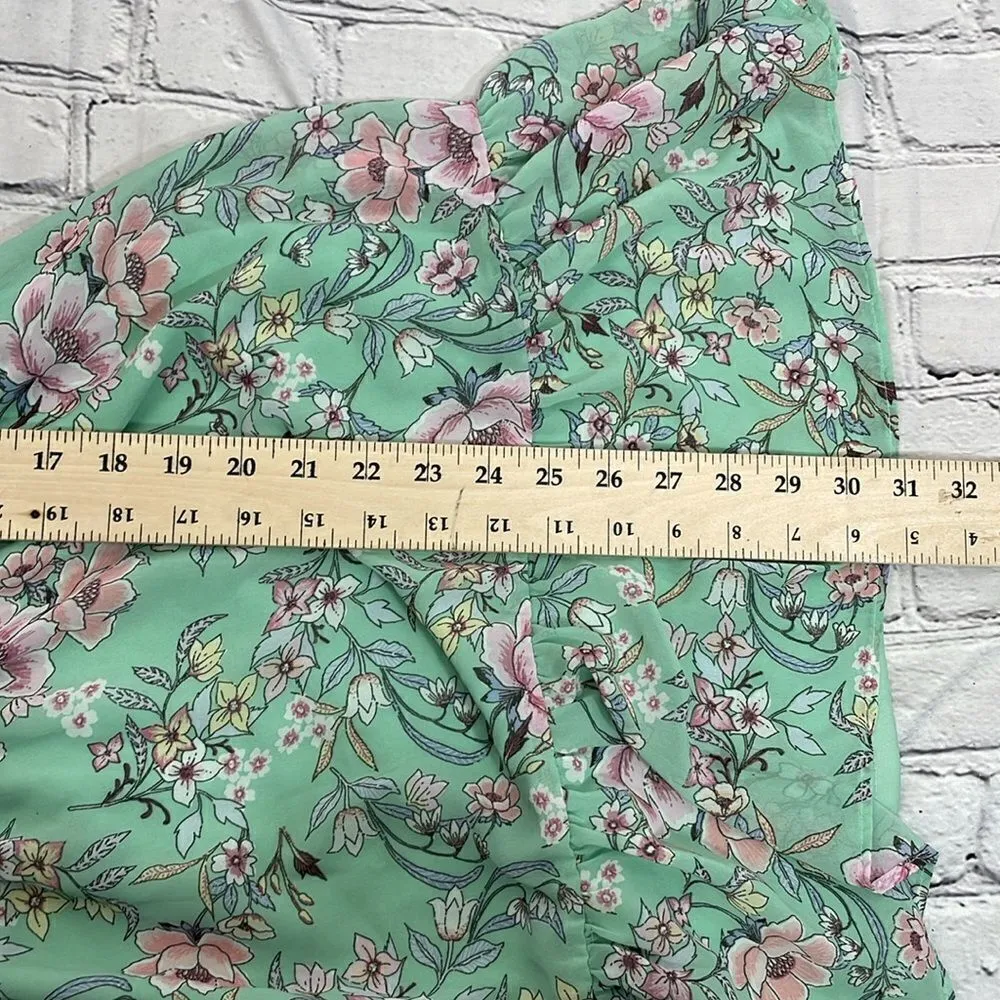 Lily Rose Seafoam Green Floral Short Sleeve Scoop Neck Mini Length Dress Size XL - Image 14