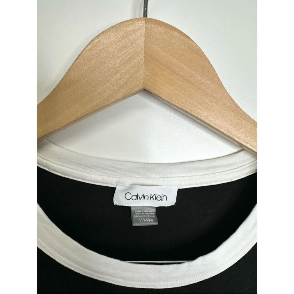 Calvin Klein Shirt Dress Womens Medium Black/White Short Sleeve - Image 8