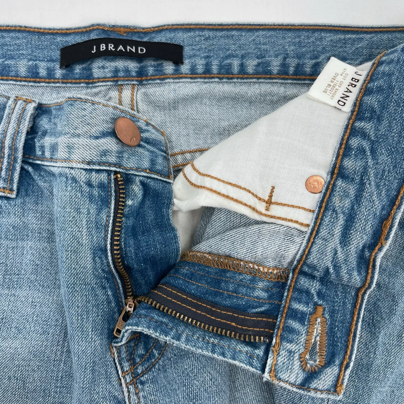 J Brand Denim Cut Off Low Rise Over Blue Jean Shorts Raw Distressed Size 29 NEW - Image 3