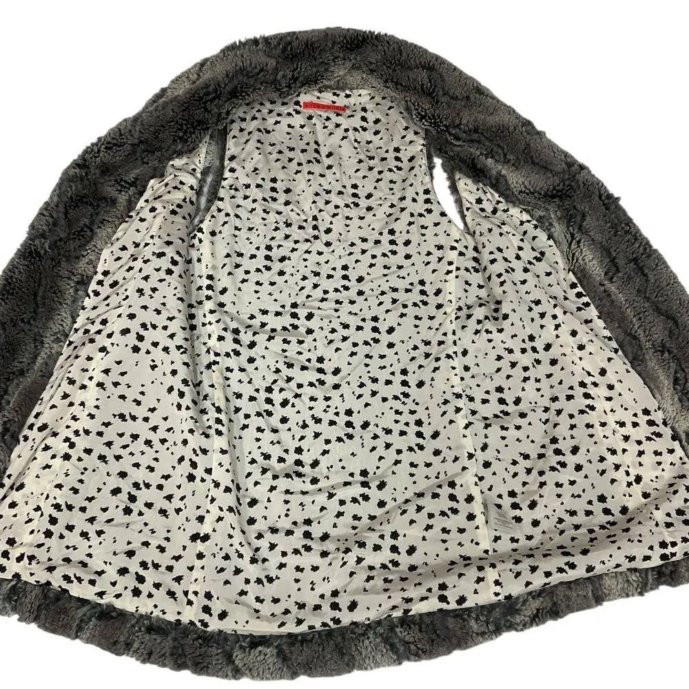 Alice‎ + Olivia Faux Fur Shawl Collar Long Vest Dark Gray Size S Warm Cozy Lined - Image 11