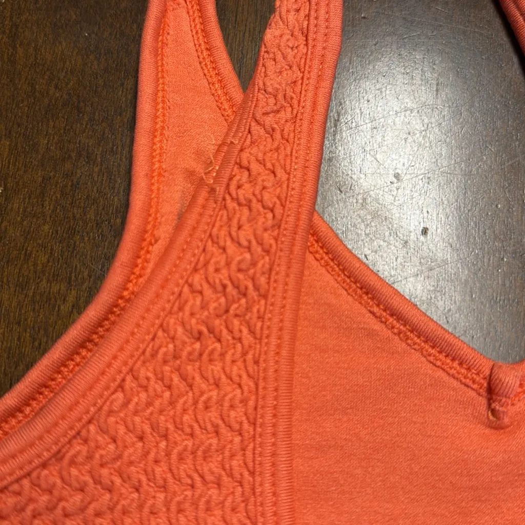 Free People Movement Coral Textured Sports Bra Cross Back Longline XS/S Orange - Image 4