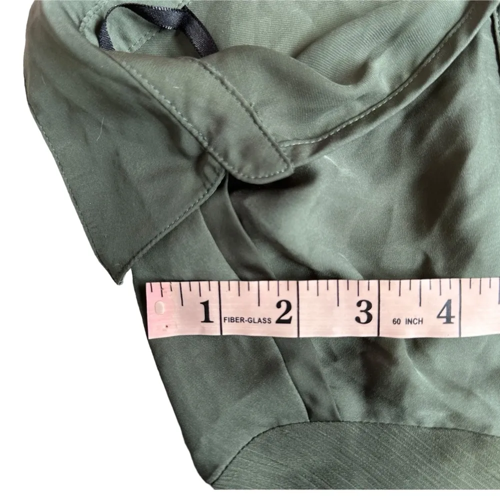 Nicole by Nicole Miller Green Silky Collared Drawstring Tunic Size Small - Image 7