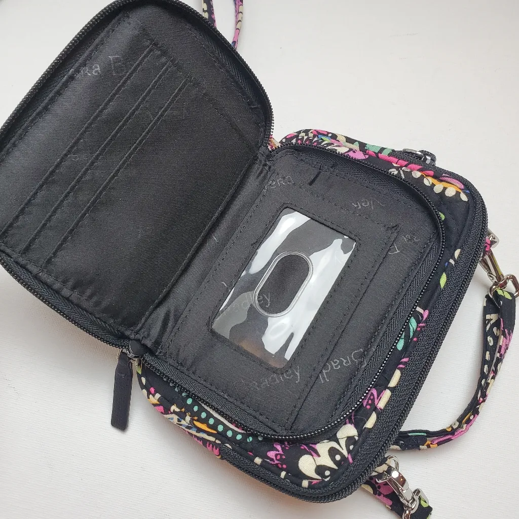 Vera‎ Bradley wristlet/Crossbody Floral Black quilted small Bag /wallet - Image 9