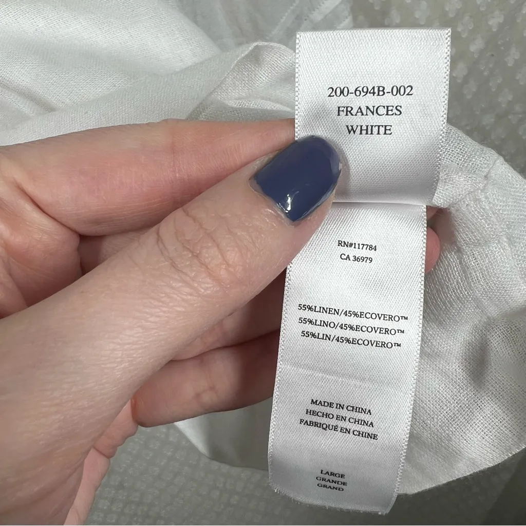Rails White Linen‎ Button Up Frances Long Sleeve Top - Image 7
