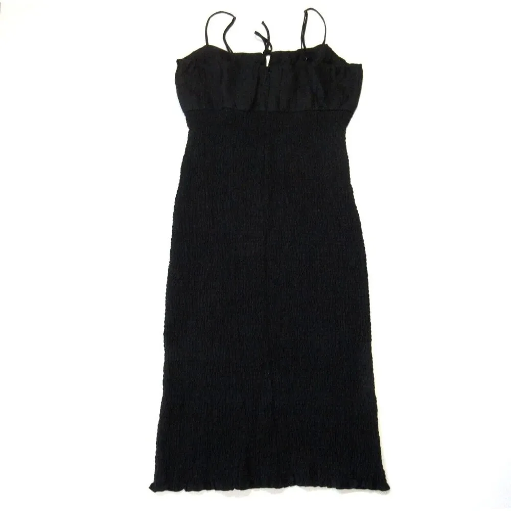 NWT J.Crew Smocked Linen in Black Tank Dress 14T - Image 5