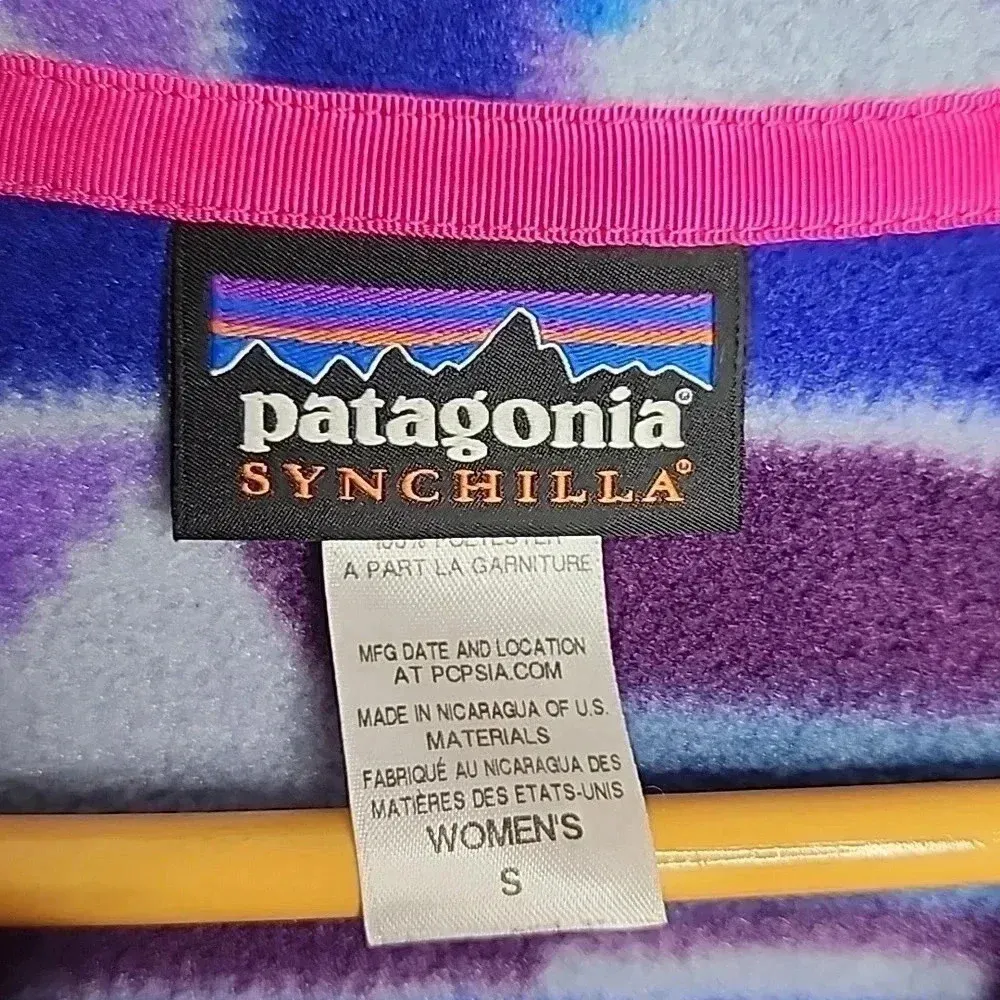Patagonia Synchilla Guatemalan Tango Blue Purple Aztec Snap-T Pullover Small - Image 7
