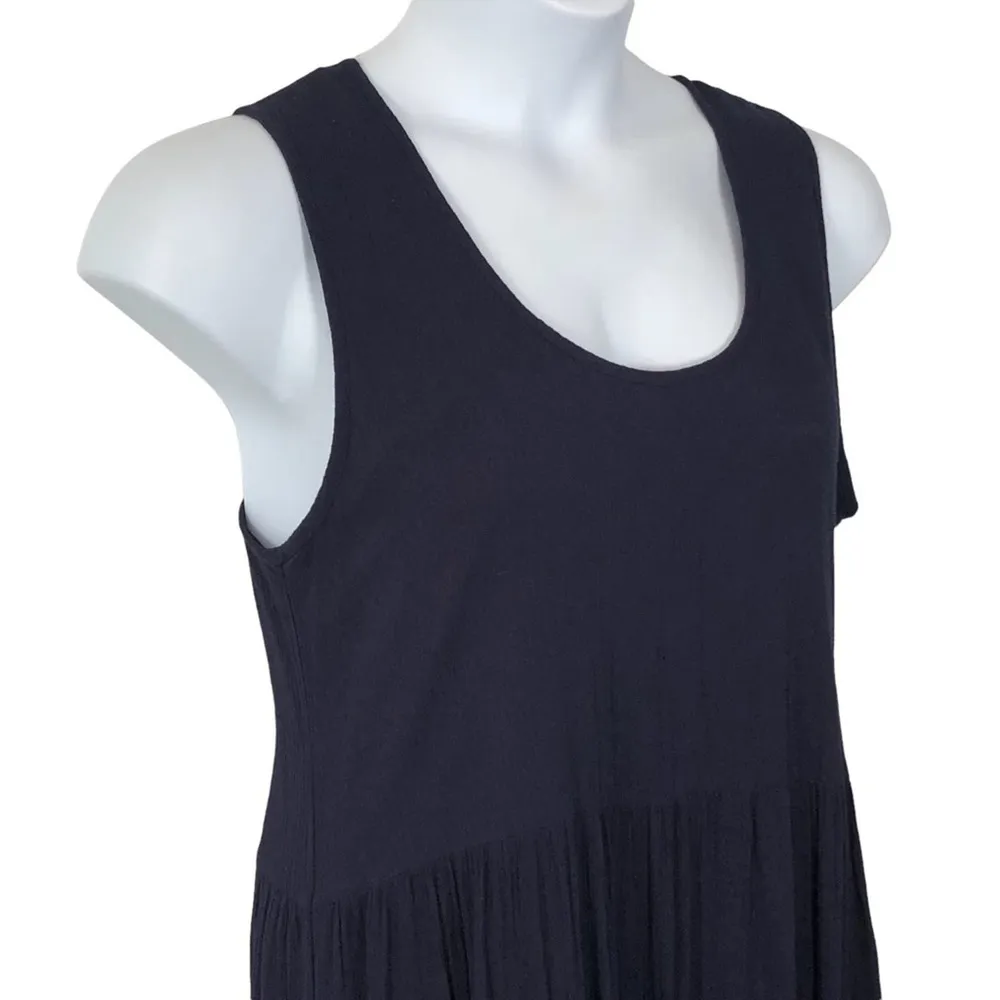 Karen Kane - Spring Dresses II - Crush MIDI Dress Navy Blue Crinkle Tiered NWT - Image 16