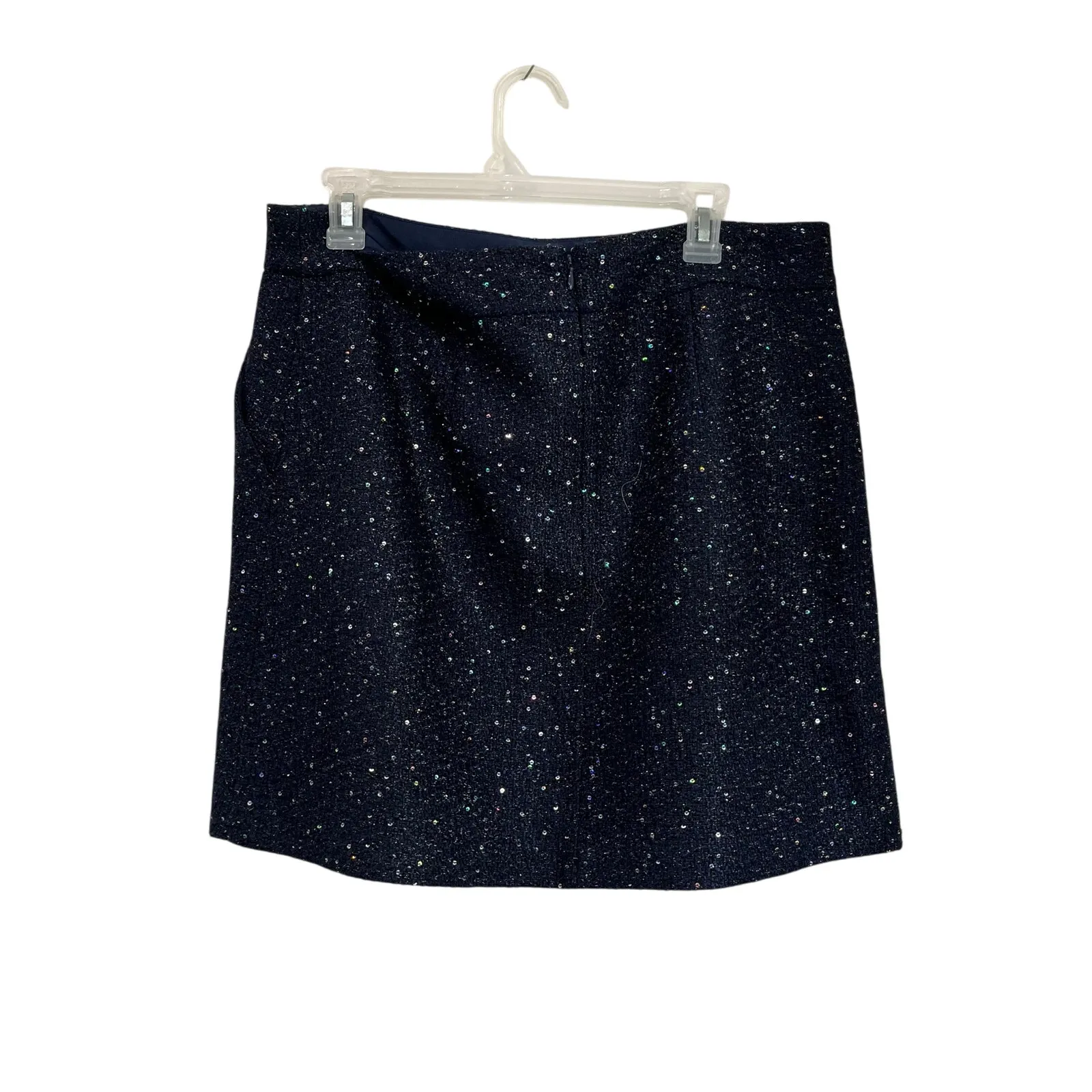 Loft Navy Blue Sparkle Tweed Mini Skirt Size 12 Classic Holiday Work Party - Image 3