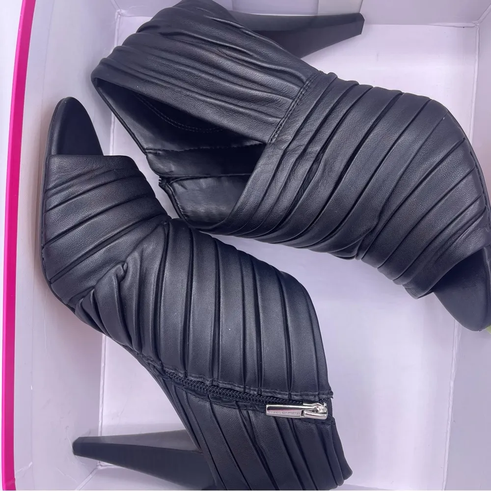 Anara ankle peep toe black booties women Size 8 1/2 - Image 11