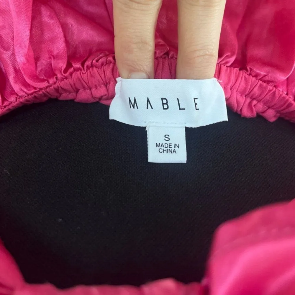 MABLE Babydoll Mini Dress Pink Ruffle Sleeve Bow Sz S - Image 8