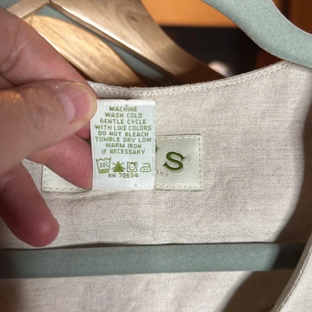 Orvis  Tan Linen Button Dress Size 8 - Image 7