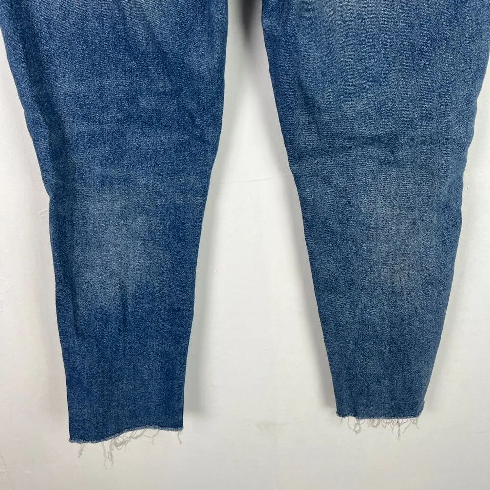 Blank NYC The Madison Crop Jeans High-Rise Crop Raw Hem Medium Wash Size 33 EUC - Image 8
