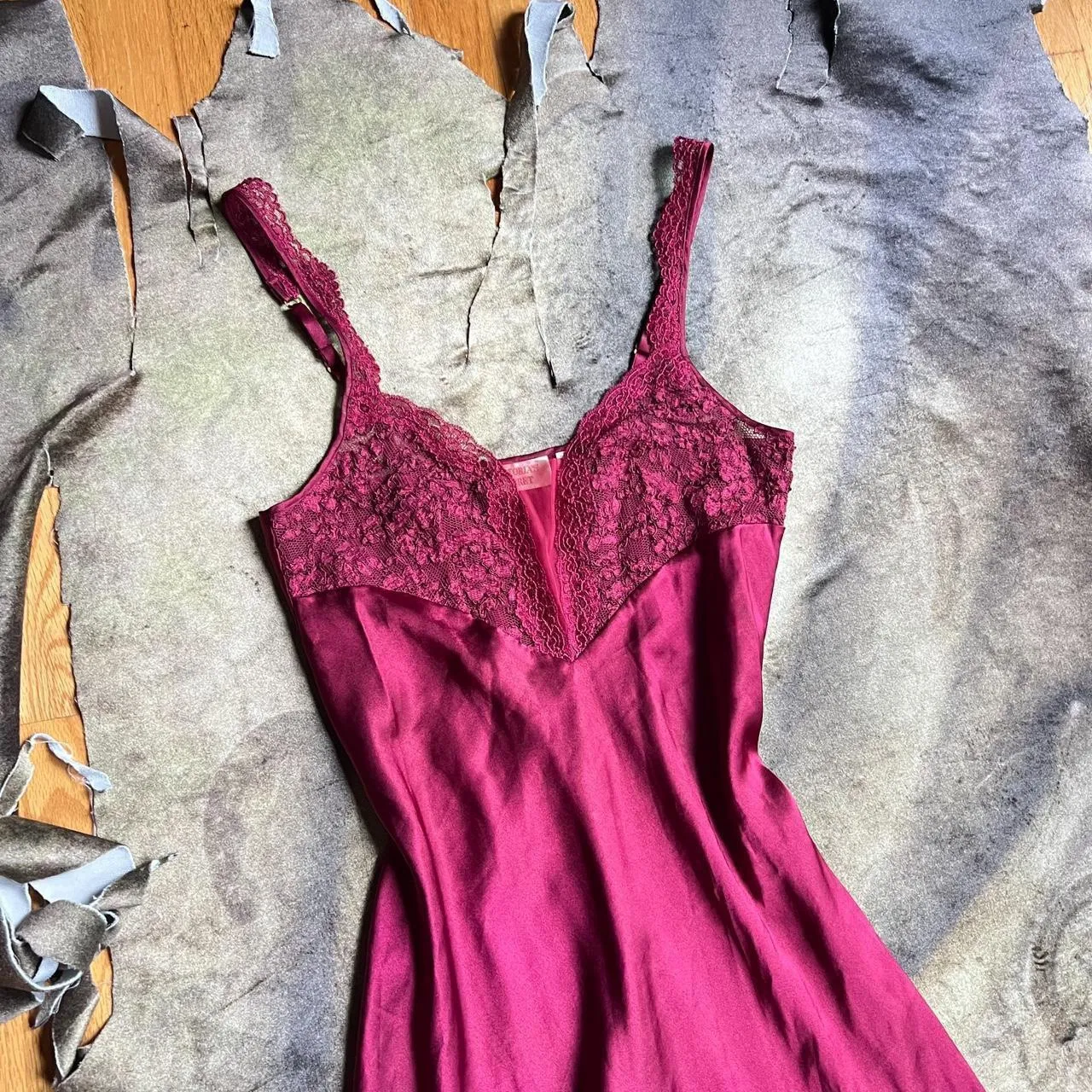 Victoria's Secret Deep Cranberry Red Maxi Dress With Lace Bodice Detail - Image 2