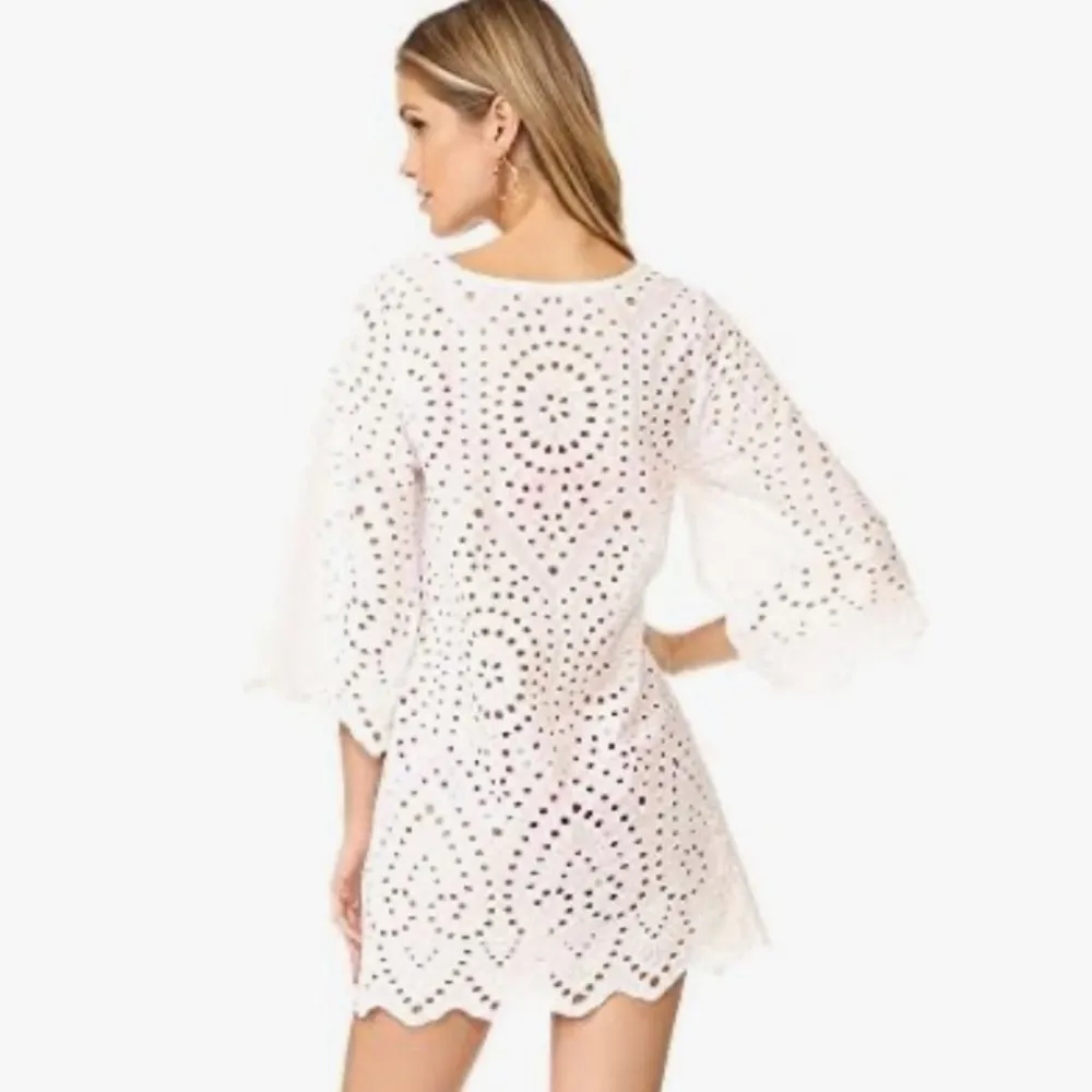 Maaji Ivory Cream Eyelet Crotchet Boho Embroidered Swim Cover Up Dress Small - Image 6