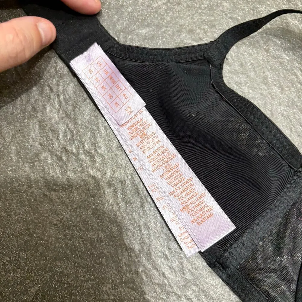 Savage X Fenty A Little Tart Unlined Bra Black Lace Plaid 32C Plunge Feminine Size undefined - Image 6