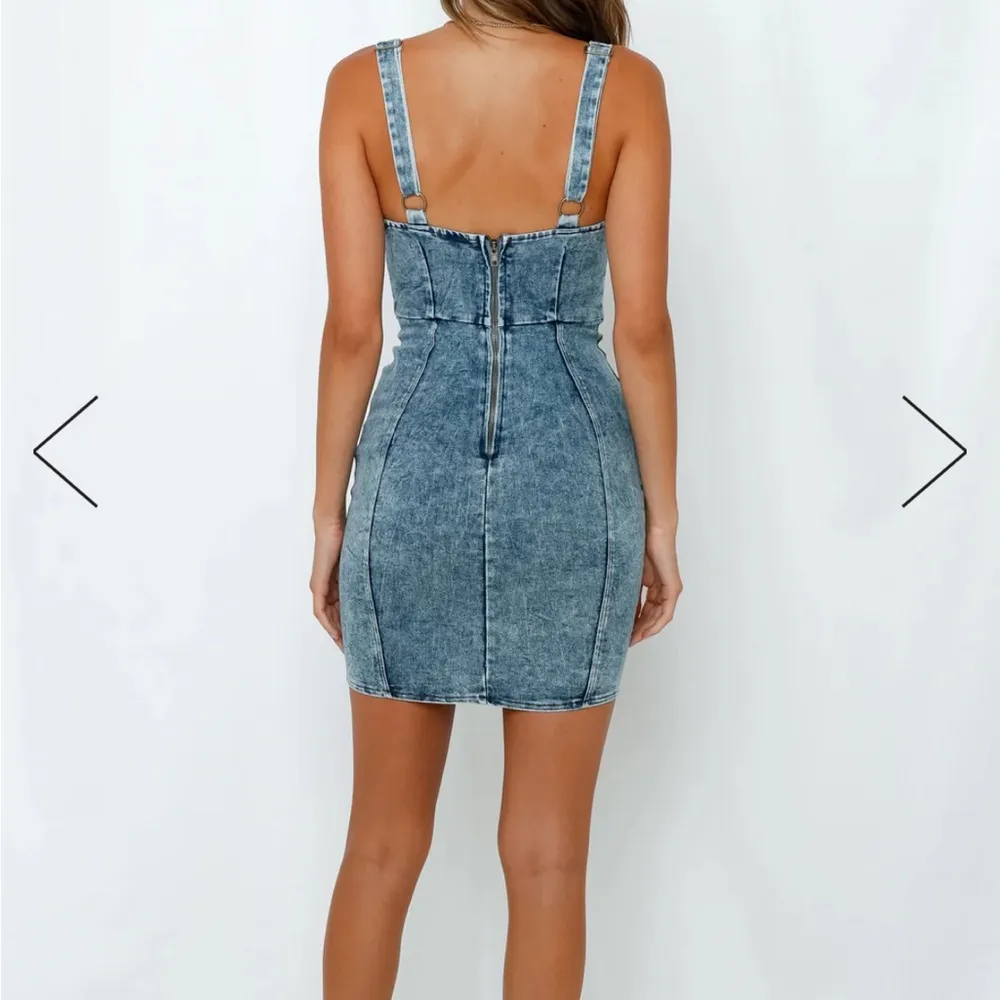 Denim Body Con Mini Dress - Image 7