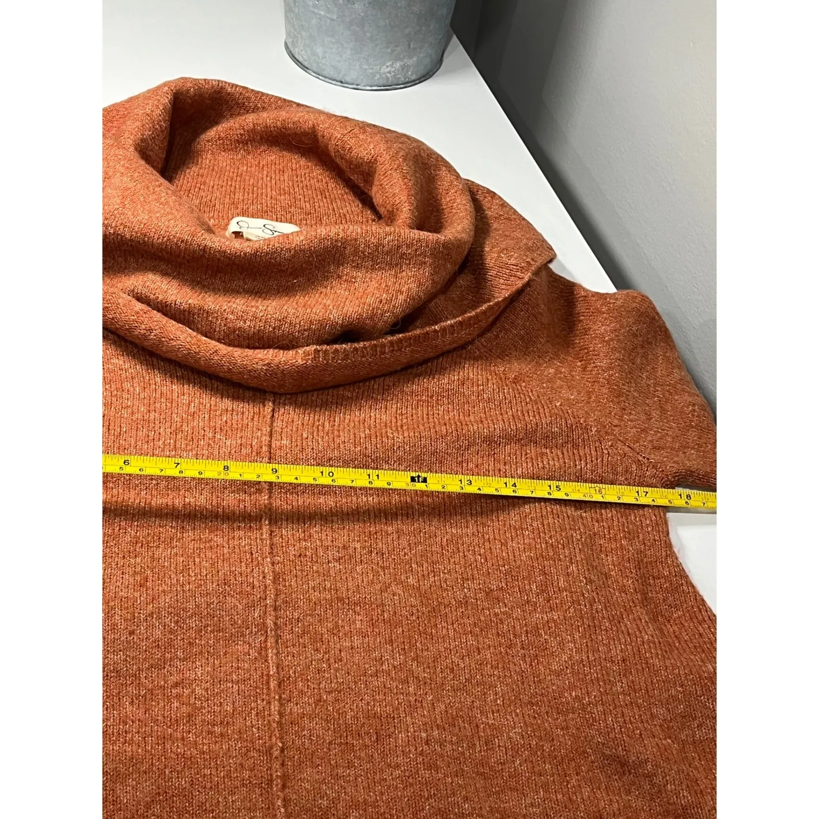 Jessica Simpson Cowl Neck Sweater Orange Heathered Knit Women's XS Alpaca Blend - Image 8
