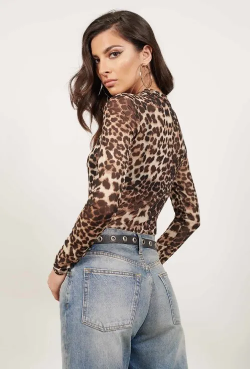 Tobi NWT Leopard Mesh Bodysuit - Image 2