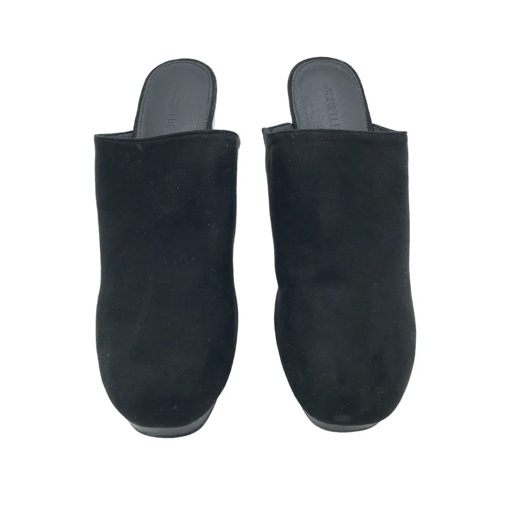 Gabrielle Union Womens Mules Block Heel Closed Toe Faux Suede Black 10 - Image 2