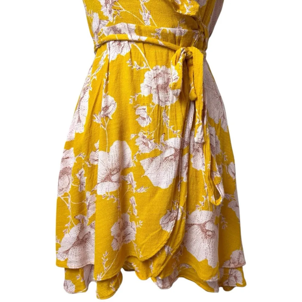 Free People French Quarter Yellow Floral Print Wrap Dress Cottagecore Fairy S - Image 6