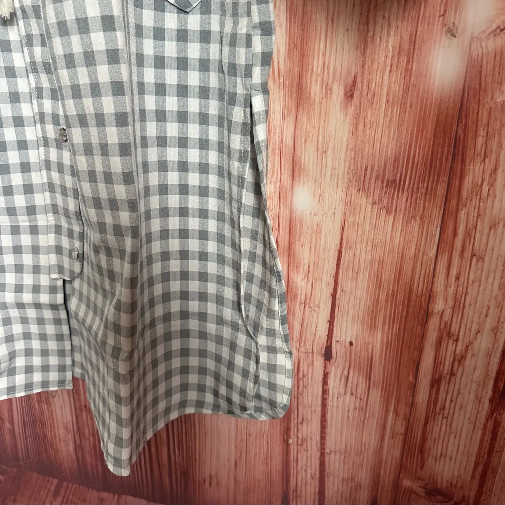 English Factory Gray Checkered Pleated Sleeve Jacket - Image 8