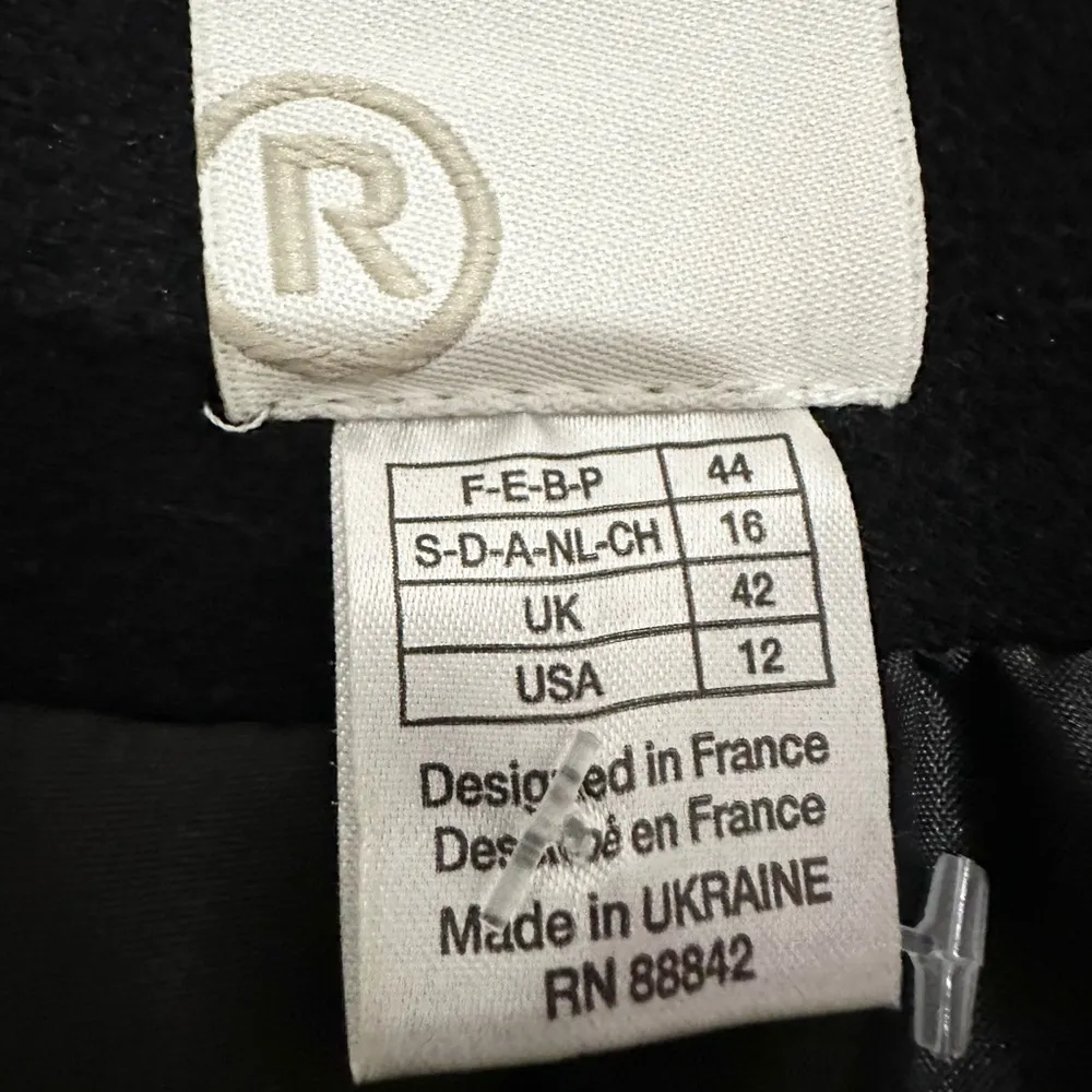 Wool blend black coat jacket minimalist full zip collared long coat size 12 - Image 2