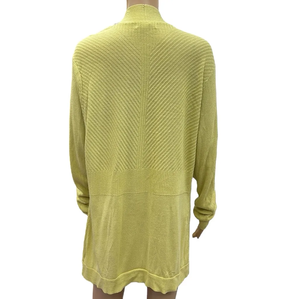 Liz Claiborne Butter Yellow Open Front Acrylic Rayon Blend Cardigan Womens XL - Image 6
