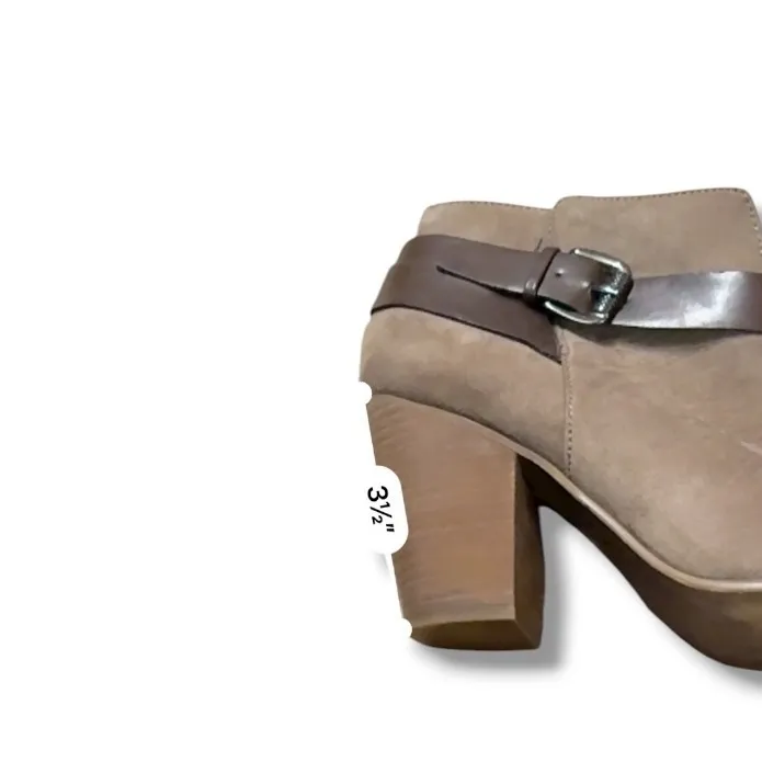 Carlos Santana Harvest Faux Suede‎ Ankle Boots 8.5 Taupe Block Heel Buckle Fall - Image 8