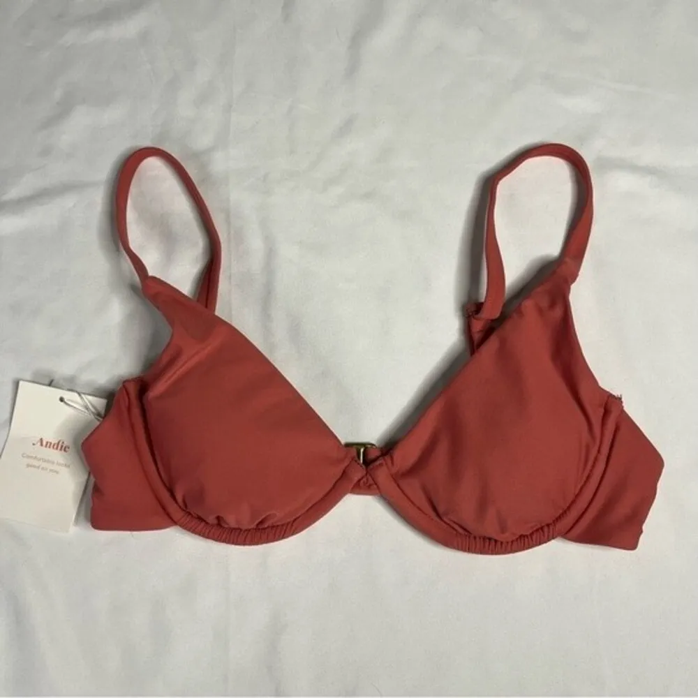 Andie Swim Pink Size XS The Sicily Top Punch Melon Bikini Retro Pin Up Beach - Image 2