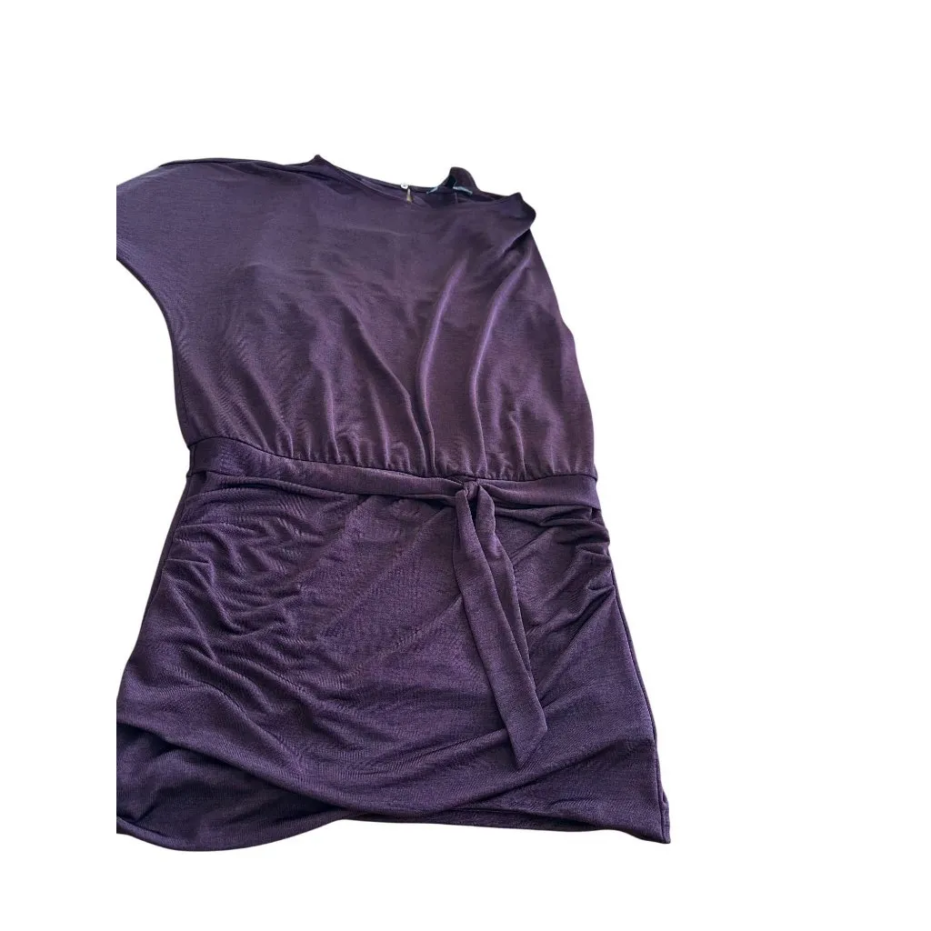 White House Black Market Plum Blouson Dress Women’s M Dolman Sleeves Ruched Skir - Image 9