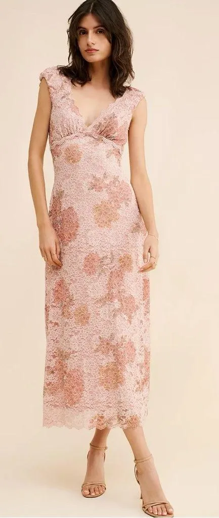 Free People Dainty Ethereal Butterfly Babe Lace Maxi Dress Antique Floral Large - Image 4