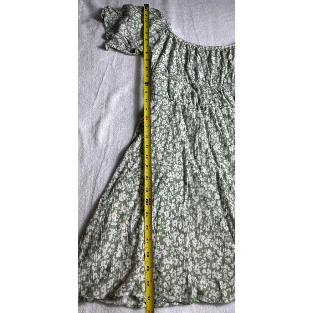 Altar’d State Women's Green Mini Dress Micro Floral Short Sleeve Large Boho - Image 8