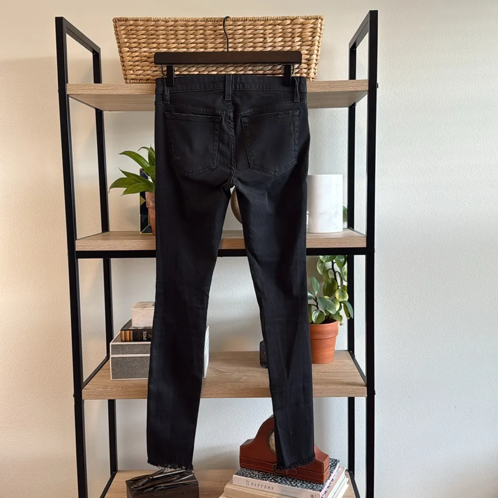 Joe's Jeans Mid-Rise Skinny Ankle Distressed Raw Hem Black Jeans, 26 - Image 4