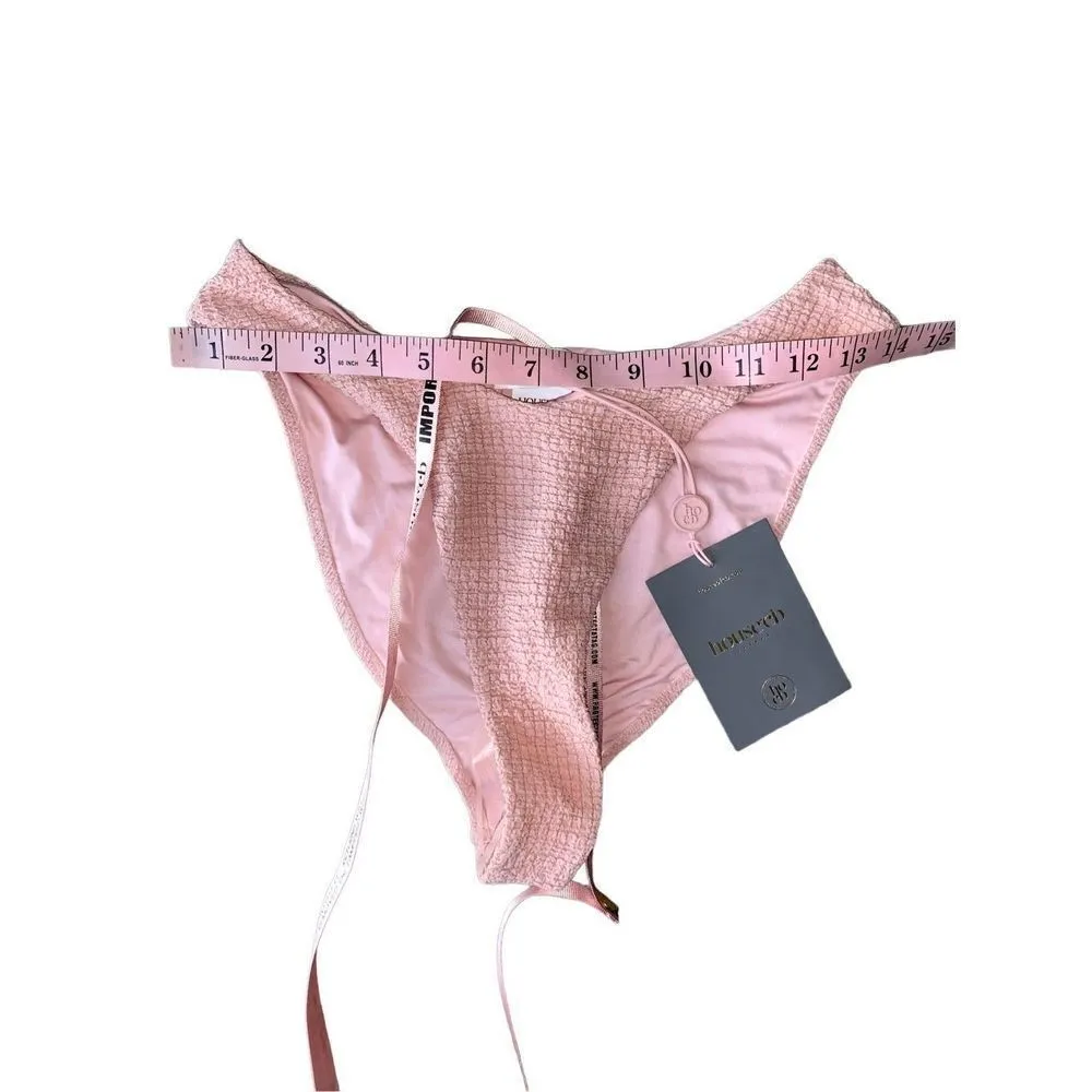 House of CB Antilla Crinkled Brief Bikini Bottom in Color Blush size M - Image 6