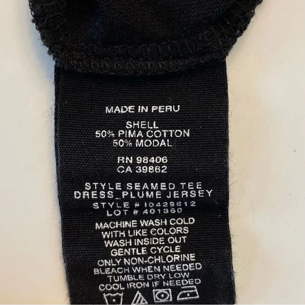 Theory Plume Seamed Tee Pima Cotton Blend Jersey Midi Dress Large Black Soft - Image 10