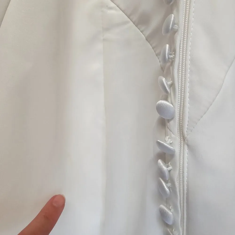 Beaded and Pearl Wedding Dress White Size 2 - Image 7