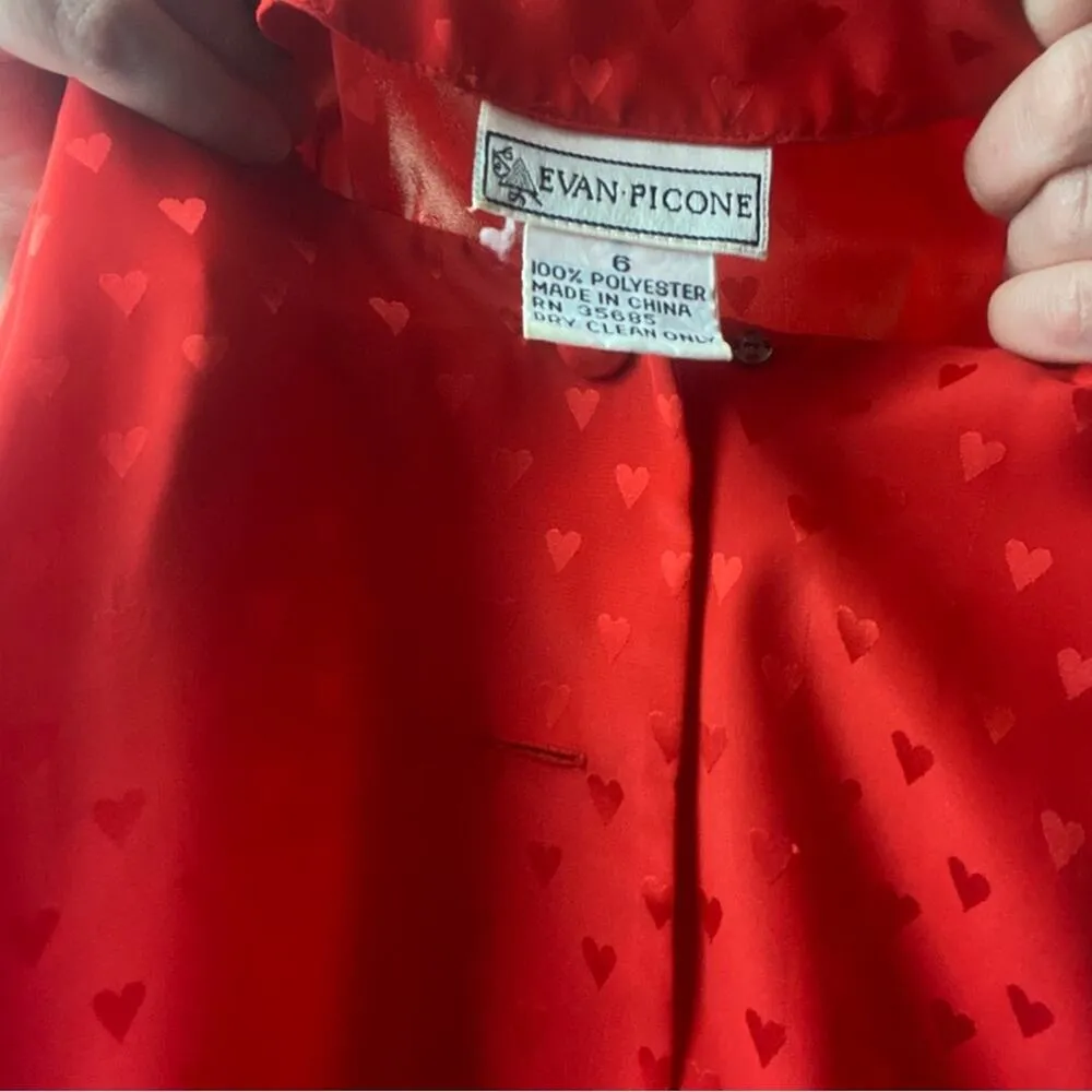 Evan Picone Satin Brocade Heart Blouse Size 6 Medium - Image 6