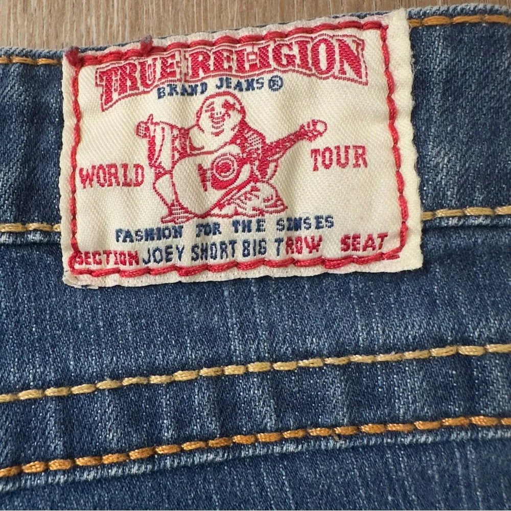 True Religion Size 28 Made in USA Vintage Joey Short Big T Jeans Shorts Womens - Image 8
