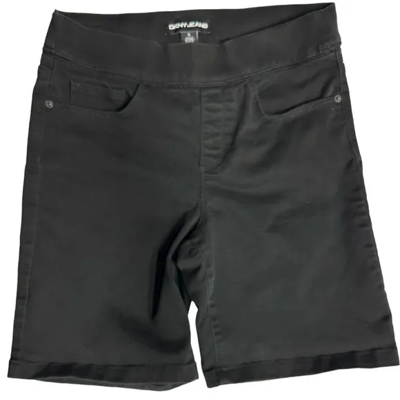 Donna Karan DKNY Jean Women Bermuda Length Shorts Stretchy‎ Black Size S Pull On - Image 4