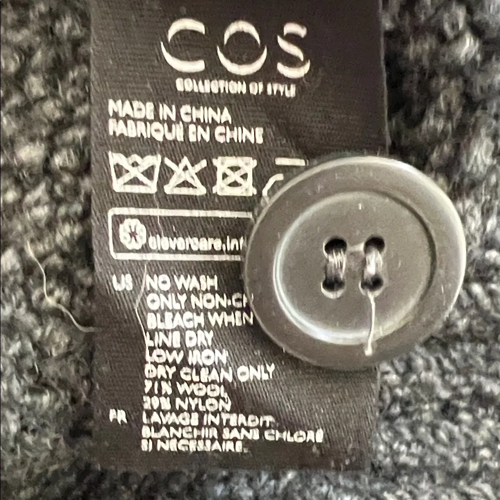 COS Longline Cardigan Sweater with Pockets Chunky Knit Wool Blend Sz Small - Image 9