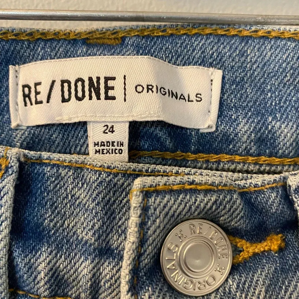 NWT RE/Done 90’s ultra high rise loose crop size 24. Dusty blue. 27” inseam. - Image 5