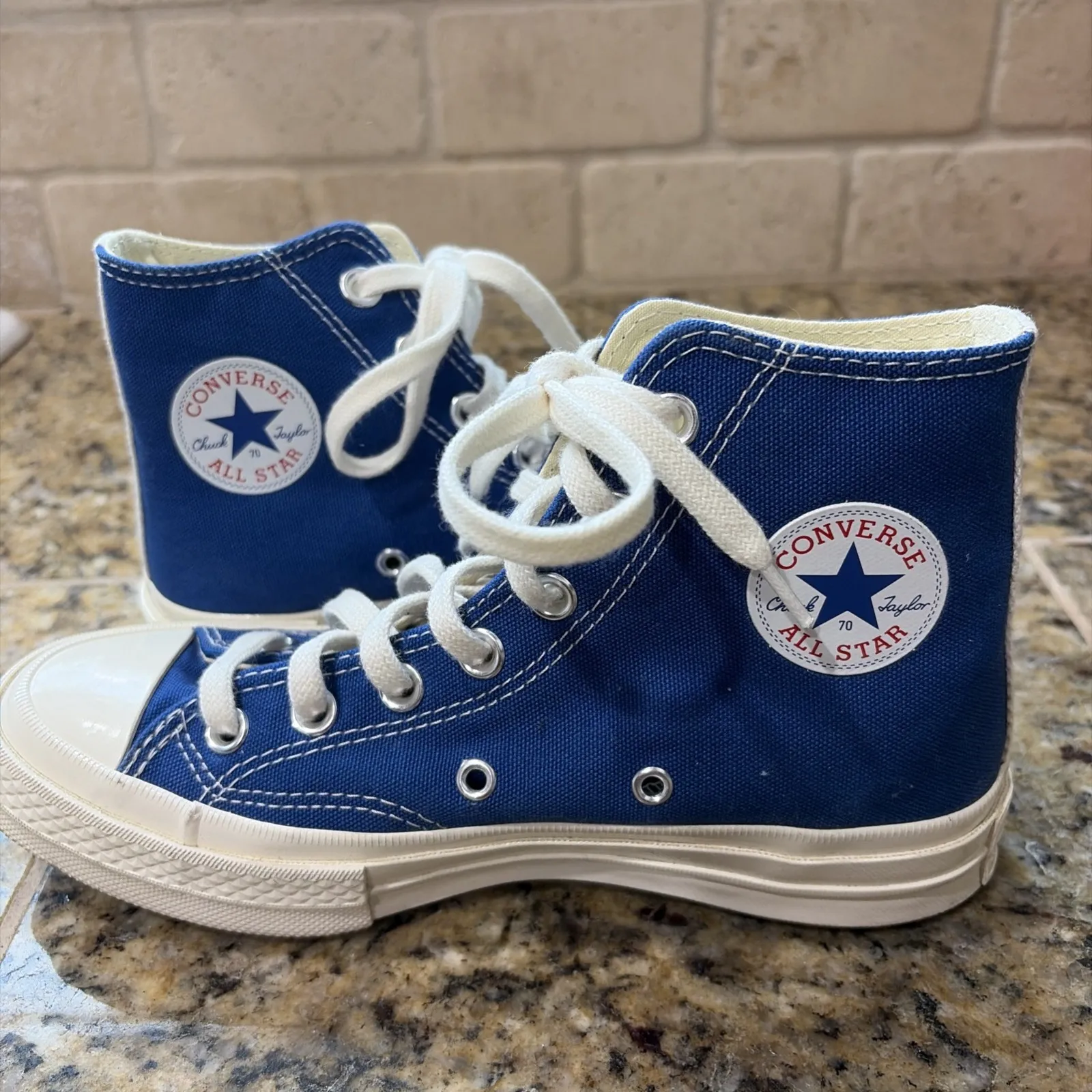 Converse Chucks x Comme des Garcons Play Sapphire Blue High Top Sneakers Shoes - Image 3