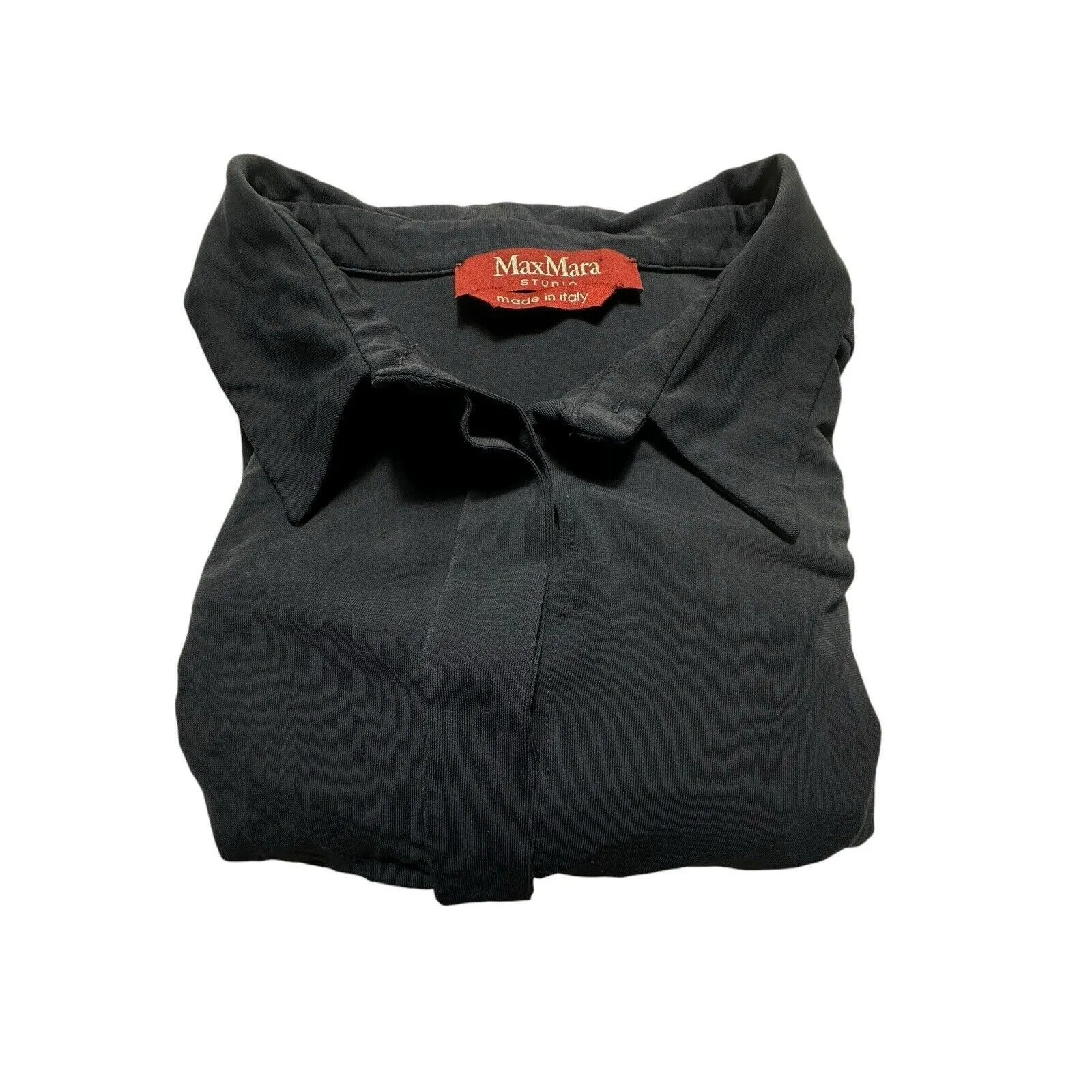 Max Mara Button Down Shirt Women Sz 12 Approx Rayon Feel Minimal Preppy #GH3-4 - Image 9