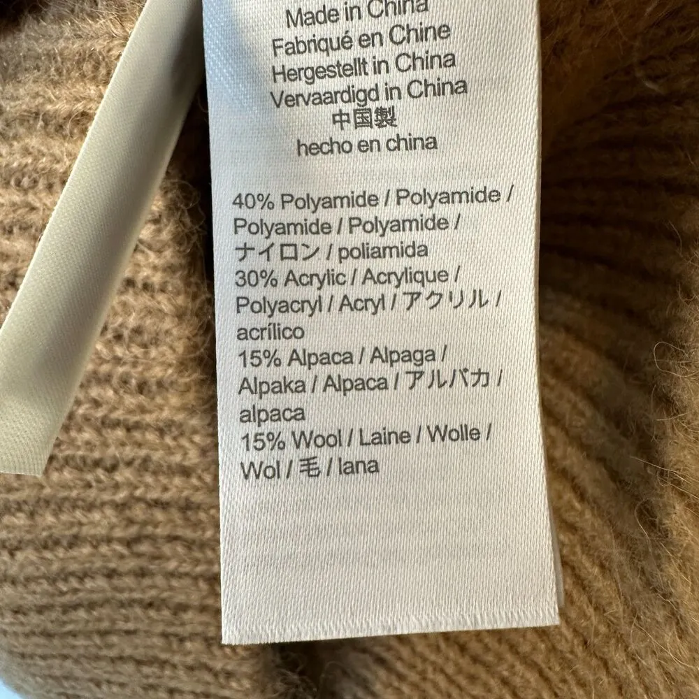 J. Crew Balloon Sleeve Open Knit Sweater Camel Beige Tan Large NEW with Tags - Image 5