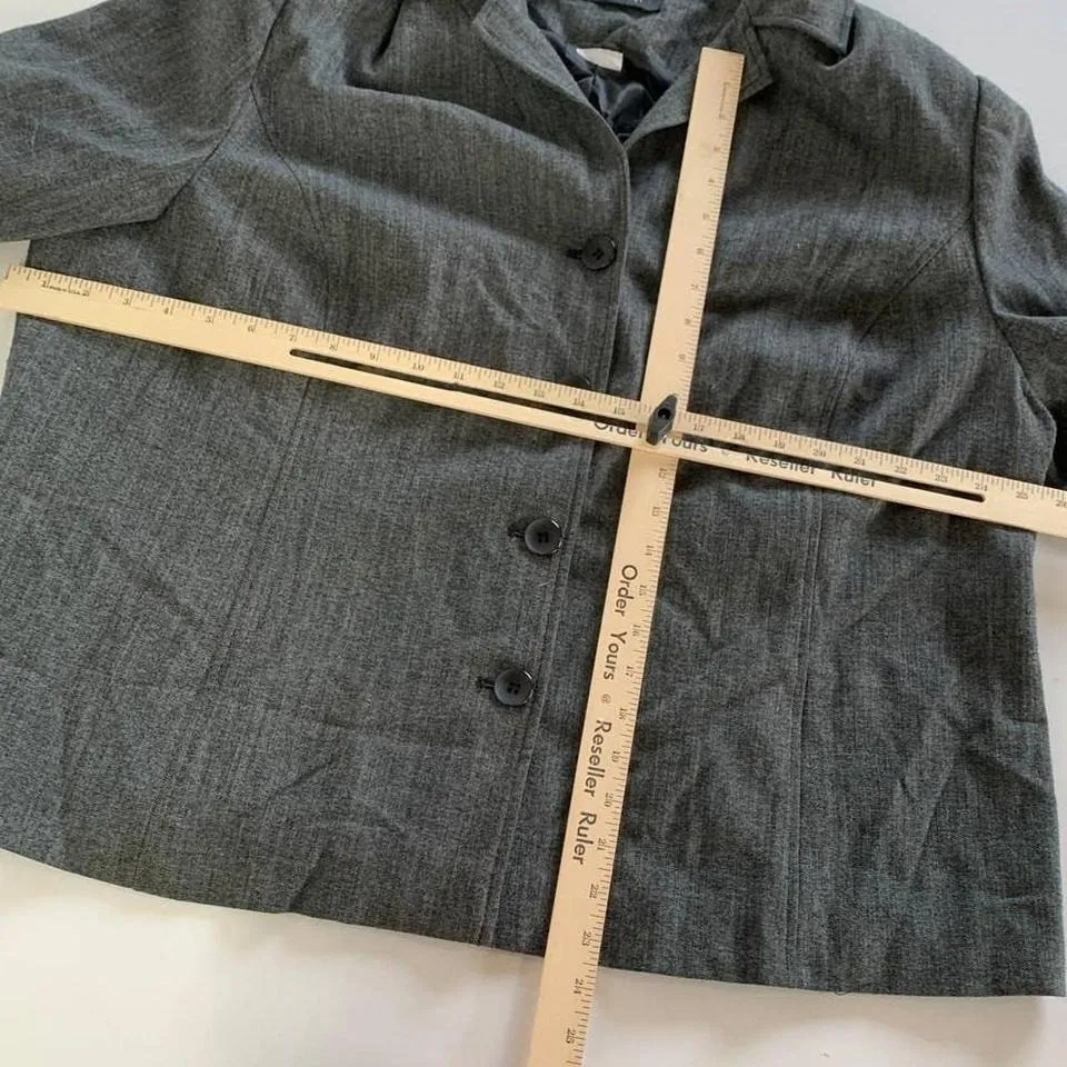 Lane Bryant Womens Gray Textured Button Front Blazer Jacket Plus Size 22 - Image 5