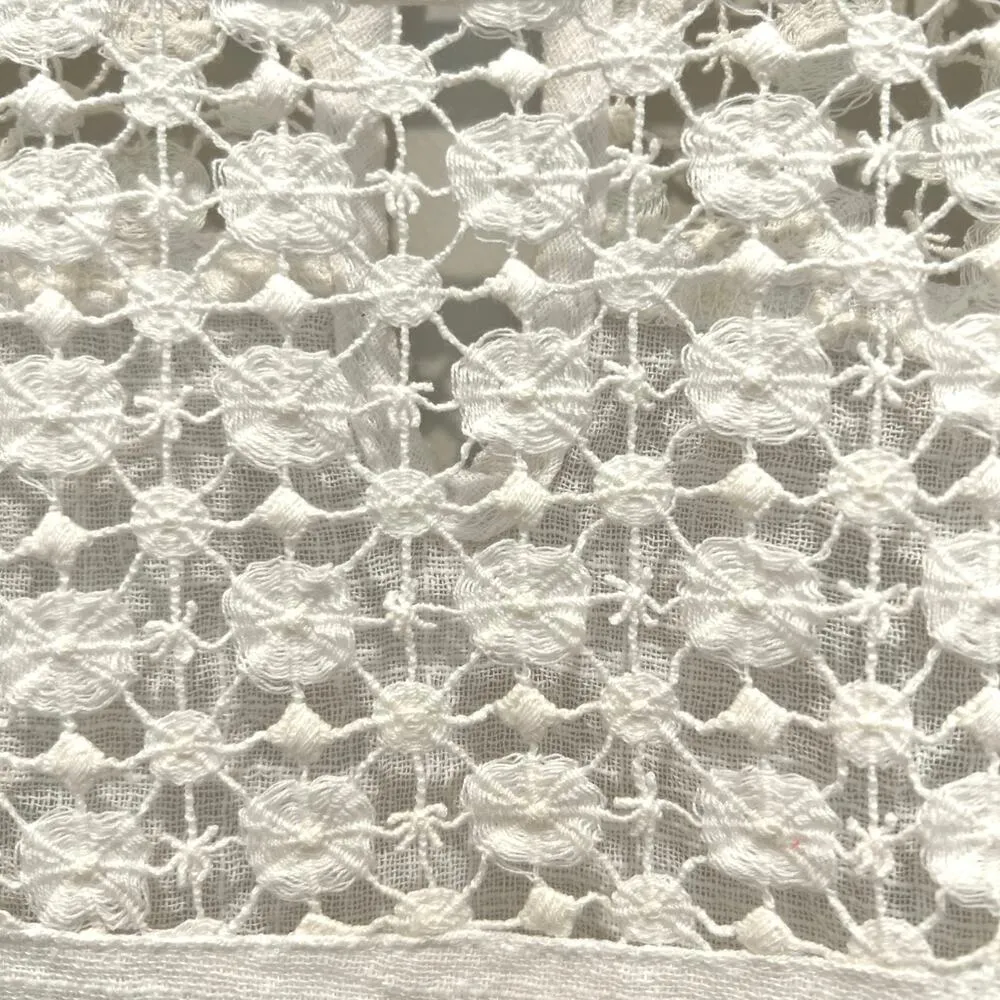 ACEMI Embroidered Lace Blouse Top White Sz L Cotton Sheer Neck Keyhole Boho NEW - Image 5