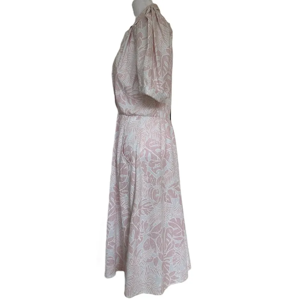 Vintage Short Sleeve Collared Shirt Dress Pink Tropical Size S 1950s Shirtwaist - Image 3